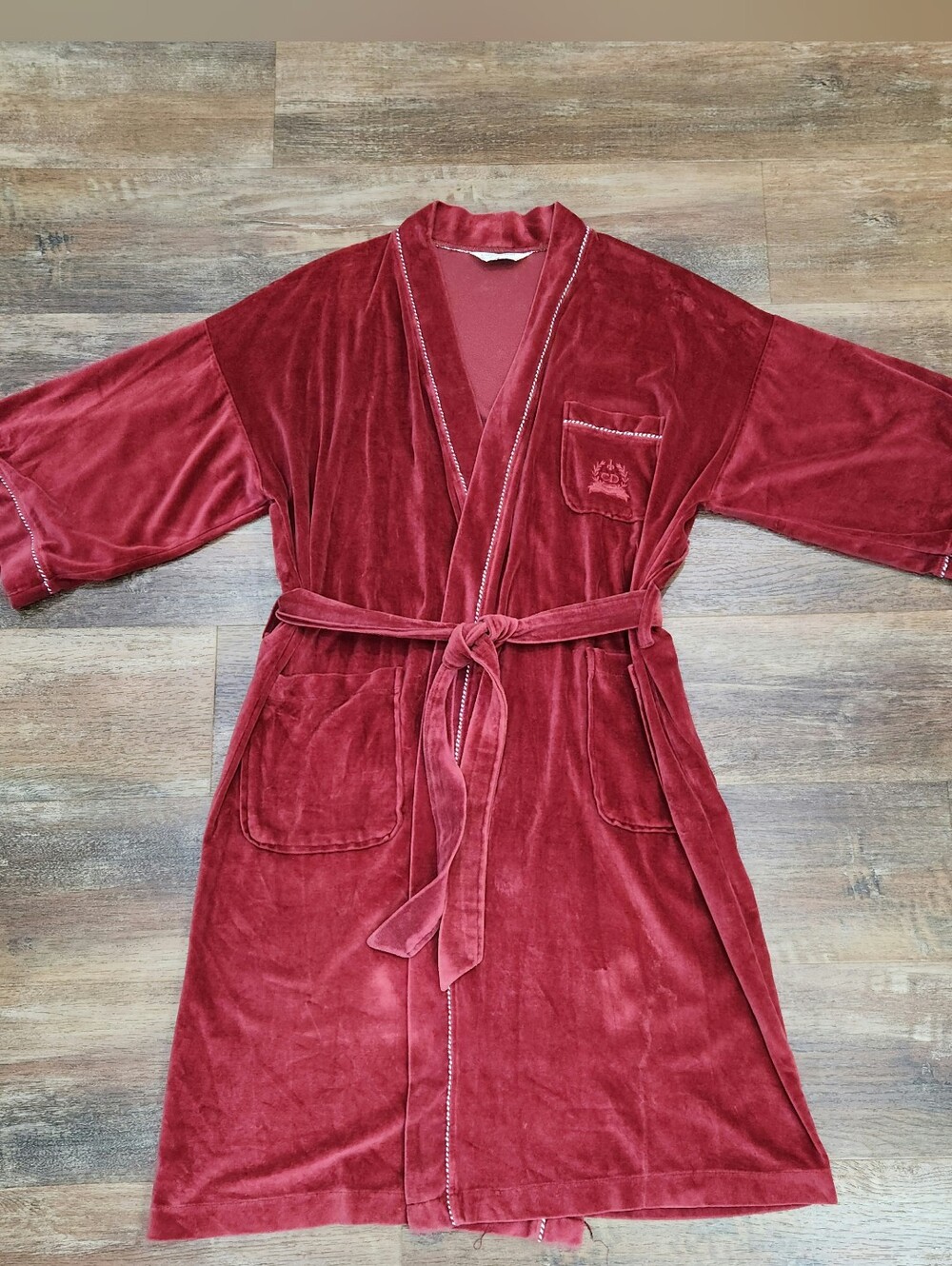 Vintage Christian Dior Velvet Velour Loungewear Robe - Burgundy (OSFM)